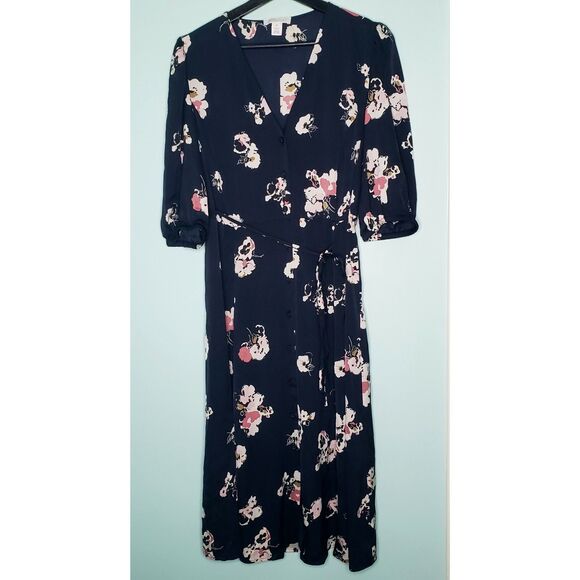 Nordstrom Dresses & Skirts - Nordstrom Signature Blue Floral Silk Dress Sz 10 Garden Party/Brunch/Spring